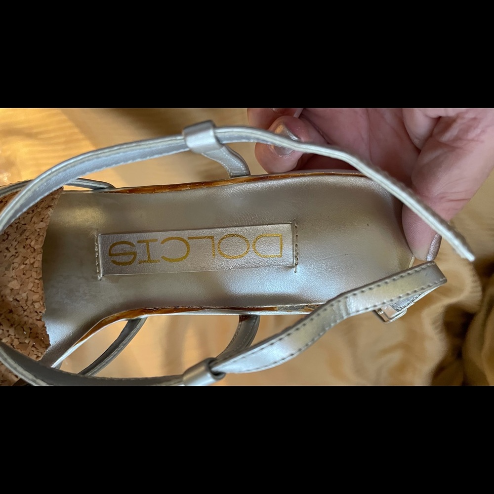 Dolcis silver heeks, size 5 1/2- brand new
